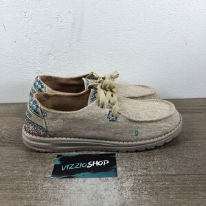 Hey Dude Wendy Flora Sunflower Beige Slip On Flats Women's 8